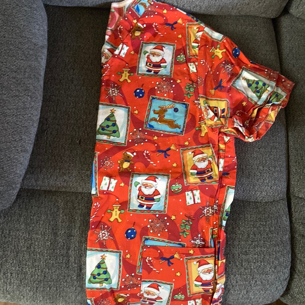 Red Christmas Scrub Top